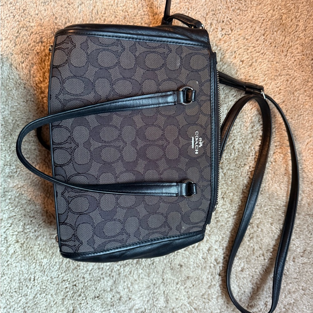 Coach Black and Gray Signature hand bag